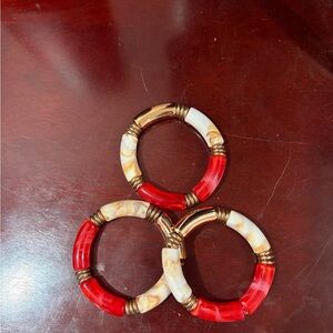 Red and Cream Bangle Set by Nicole Miller still excellent condition
